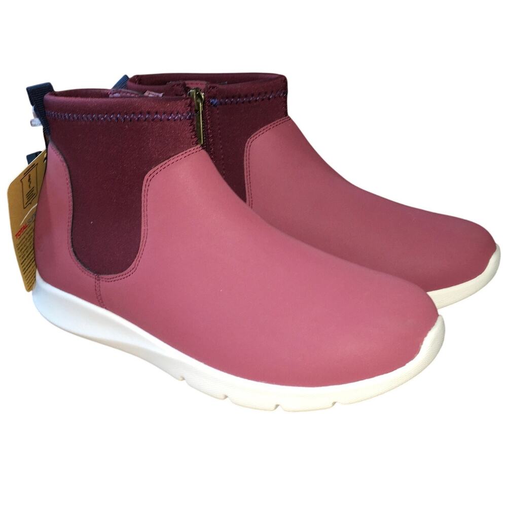 NWT Spenco Womens 7 Paddock Chelsea Ankle Boot Burgundy Red Bootie Comfort
